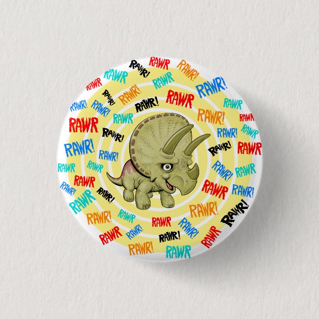 Triceratops sagt: "Rawr!" Button (Vorderseite)