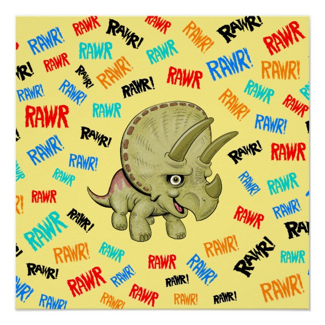 Triceratops sagt: "Rawr!" Poster (Vorderseite)