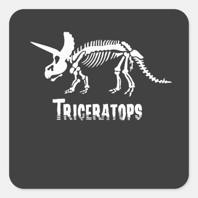 Triceratops Skeleton Dinosaur Fossil Quadratischer Aufkleber (Vorderseite)