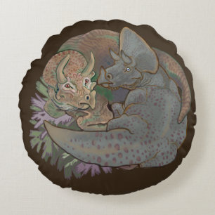 Triceratops Snuggles Rundes Kissen
