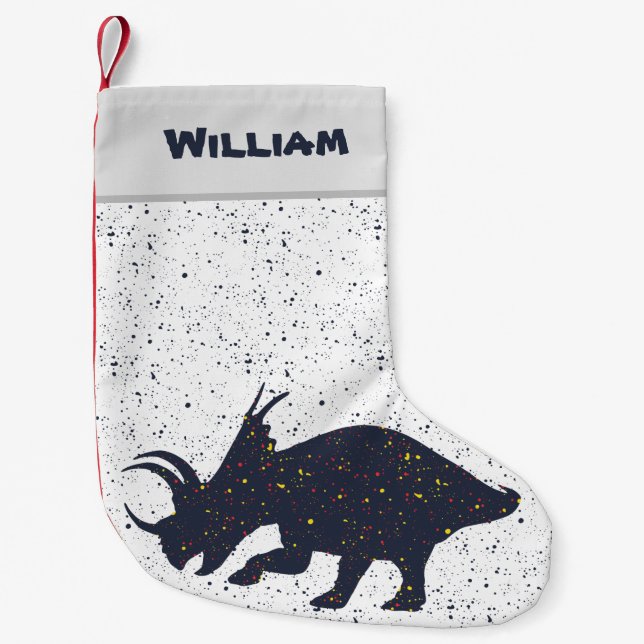 Triceratops Spritzer Paint Christmas Strumpf Kleiner Weihnachtsstrumpf (Vorderseite)