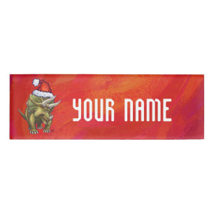 Triceratops Weihnachten in Rot Namenschild