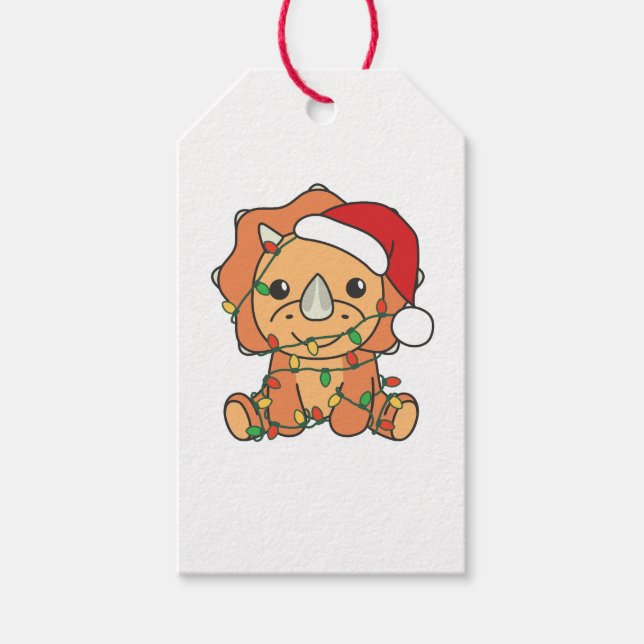 Triceratops Weihnachts Winter Tiere Holiday Dinos Geschenkanhänger (Vorderseite)