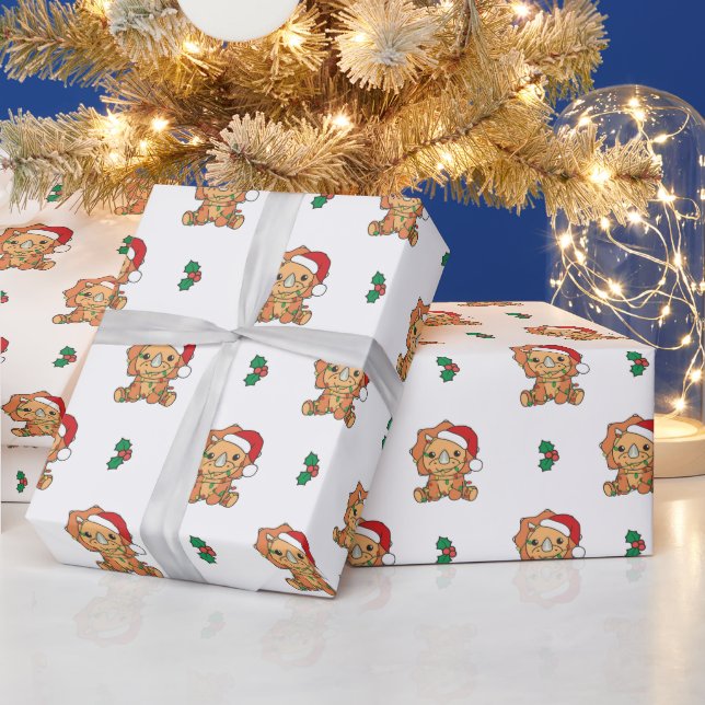 Triceratops Weihnachts Winter Tiere Holiday Dinos Geschenkpapier (Feiertage)