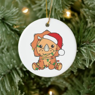 Triceratops Weihnachts Winter Tiere Holiday Dinos Keramik Ornament