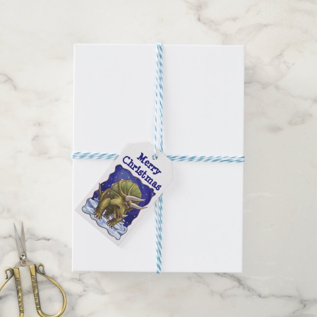 Triceratops Weihnachtsgeschenke Tags Geschenkanhänger (Mit Garn)