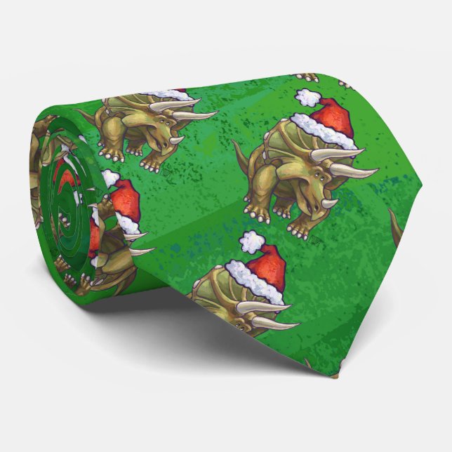 Tricerops Christmas Green Krawatte (Gerollt)