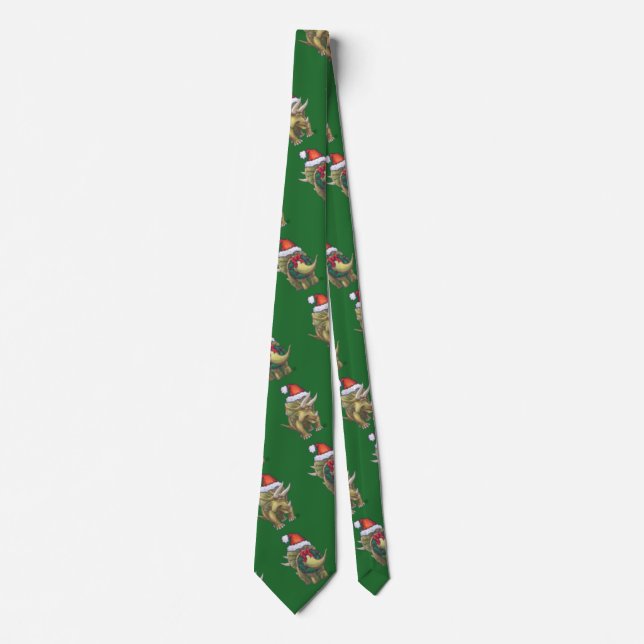 Tricerops Christmas Green Krawatte (Vorderseite)