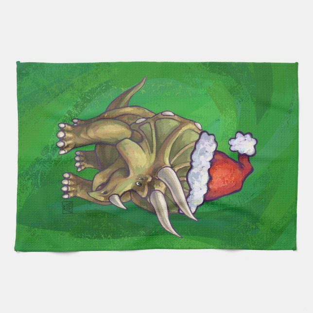 Tricerops Christmas Green Küchentuch (Horizontal)