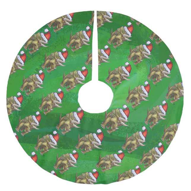 Tricerops Christmas Green Polyester Weihnachtsbaumdecke (Vorderseite)