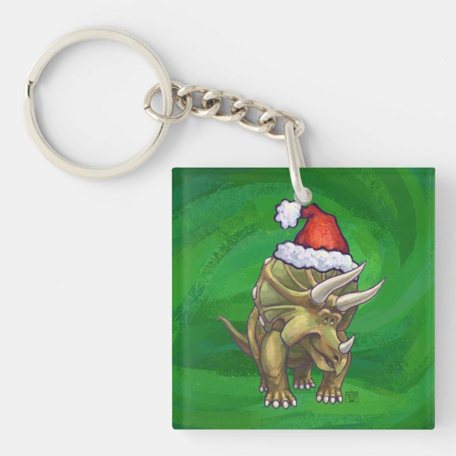Tricerops Christmas Green Schlüsselanhänger (Vorderseite)