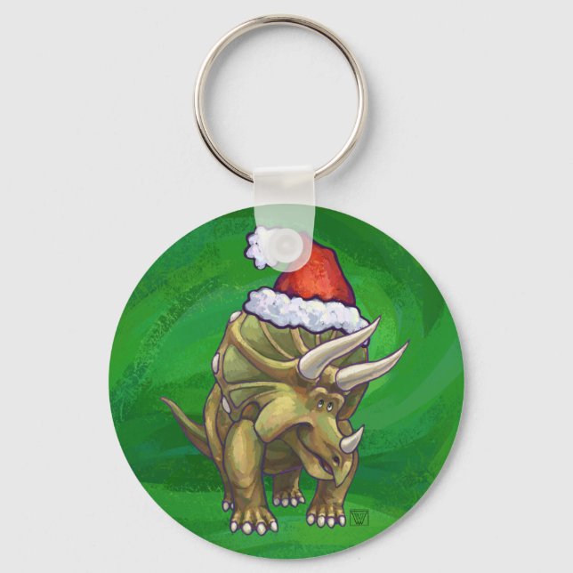 Tricerops Christmas Green Schlüsselanhänger (Vorderseite)