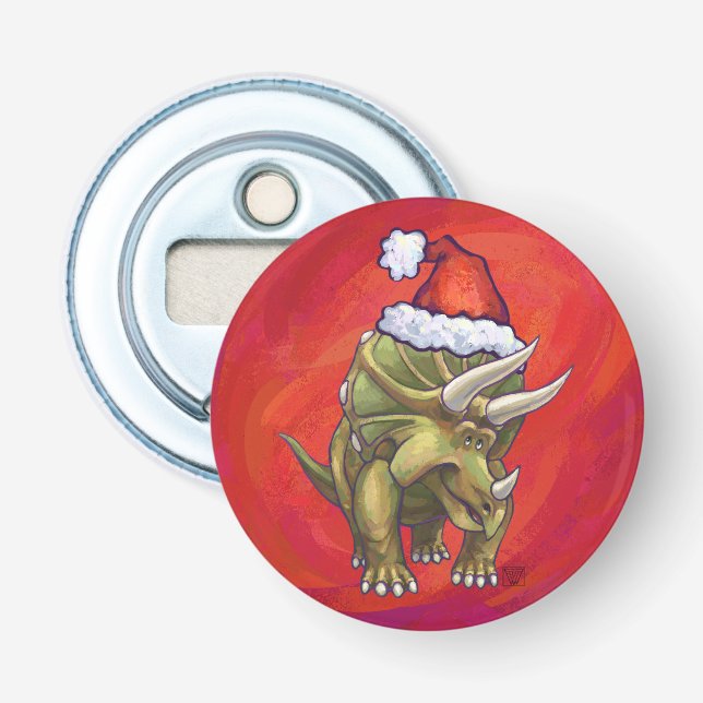 Tricerops Weihnachten auf Rot Flaschenöffner (Vorderseite)
