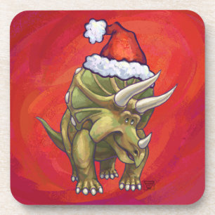 Tricerops Weihnachten auf Rot Getränkeuntersetzer