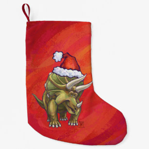 Tricerops Weihnachten auf Rot Kleiner Weihnachtsstrumpf
