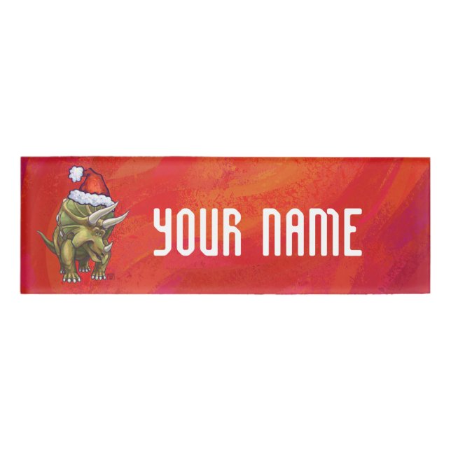 Tricerops Weihnachten auf Rot Namenschild (Vorderseite)