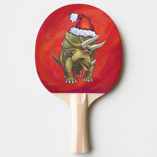 Tricerops Weihnachten auf Rot Tischtennis Schläger (Vorderseite)