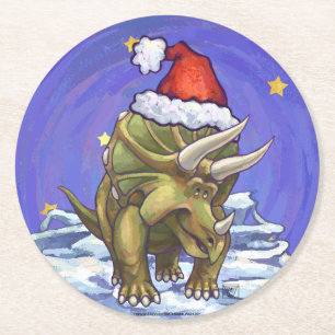 Tricerops Weihnachten Runder Pappuntersetzer