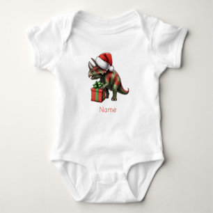Tricerops zur Weihnachtszeit-Weihnachtsmannmütze Baby Strampler