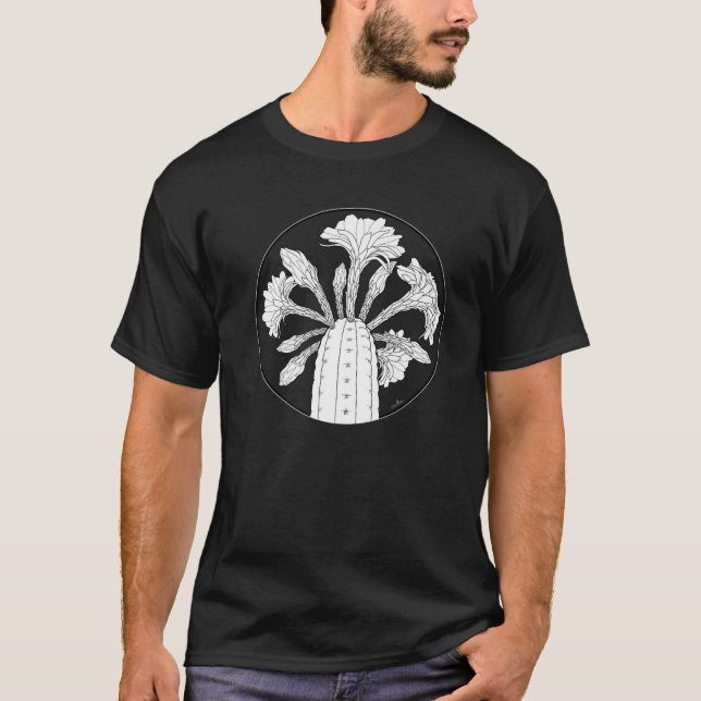 Trichocereus Pachanoi Blume Circle Tattoo - Schwar T-Shirt (Vorderseite)