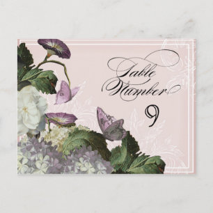 Trichterwinden-Hortensie - Tischsitznummern Postkarte