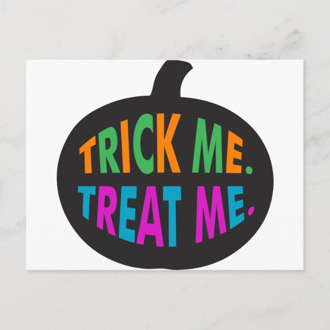 Trick Me Leckerei Me mehrfarbig Postkarte (Vorderseite)