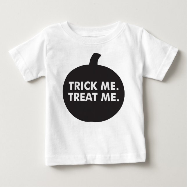Trick Me Treat Me, T-shirt Bébé Blanc Noir (Devant)