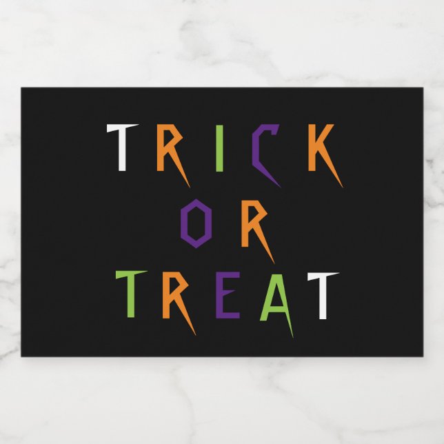 Trick oder behandeln bunte lustige Typografie Hall Lebensmitteletikett (Einzelnes Label)