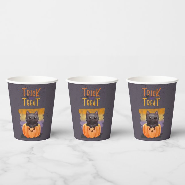 Trick oder behandeln Cat Paper Cups Pappbecher (Multi)