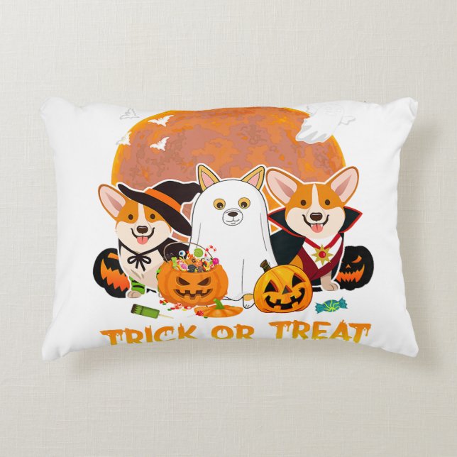 Trick oder behandeln Corgi Halloween Geschenk für  Dekokissen (Vorderseite)