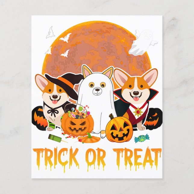 Trick oder behandeln Corgi Halloween Geschenk für  Flyer (Vorne)