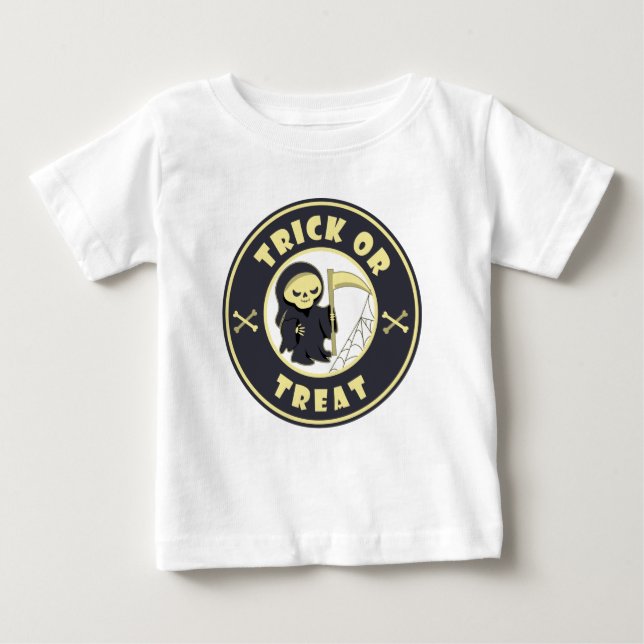 Trick oder behandeln Grim Sensenmann Starbucks Log Baby T-shirt (Vorderseite)