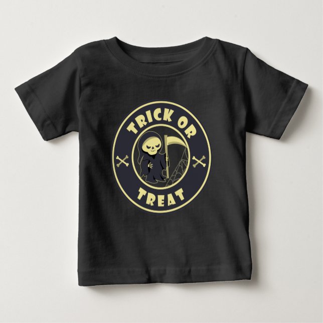 Trick oder behandeln Grim Sensenmann Starbucks Log Baby T-shirt (Vorderseite)