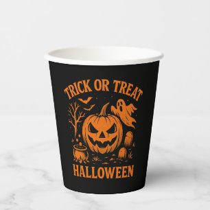 Trick oder behandeln Halloween-Papieraufnahmen Pappbecher