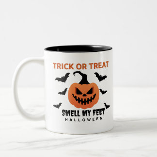 Trick oder behandeln Halloween Pumpkin Funny Zweifarbige Tasse