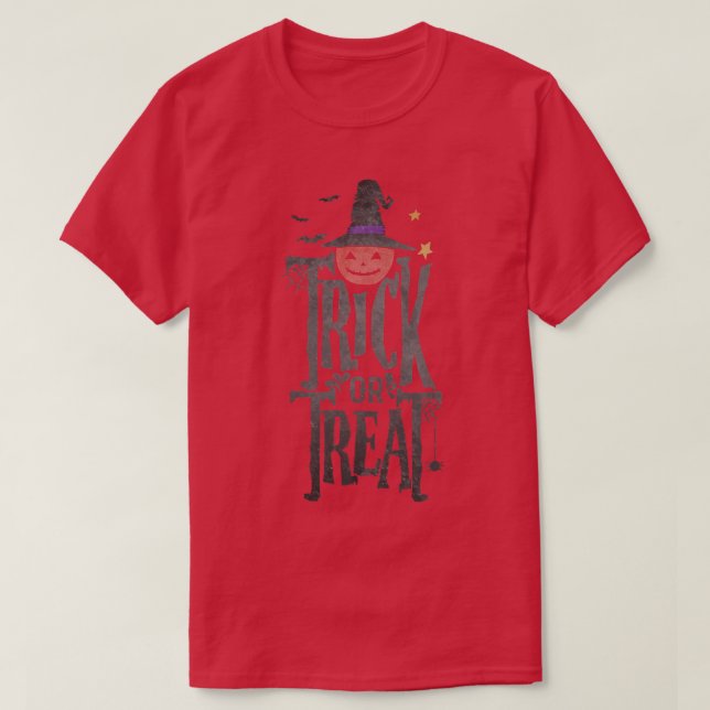TRICK ODER BEHANDELN Kürbislaterne Pum T-Shirt (Design vorne)