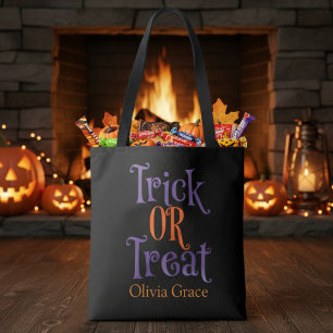 Trick oder Behandeln Lila & Orange benutzerdefinie Tasche