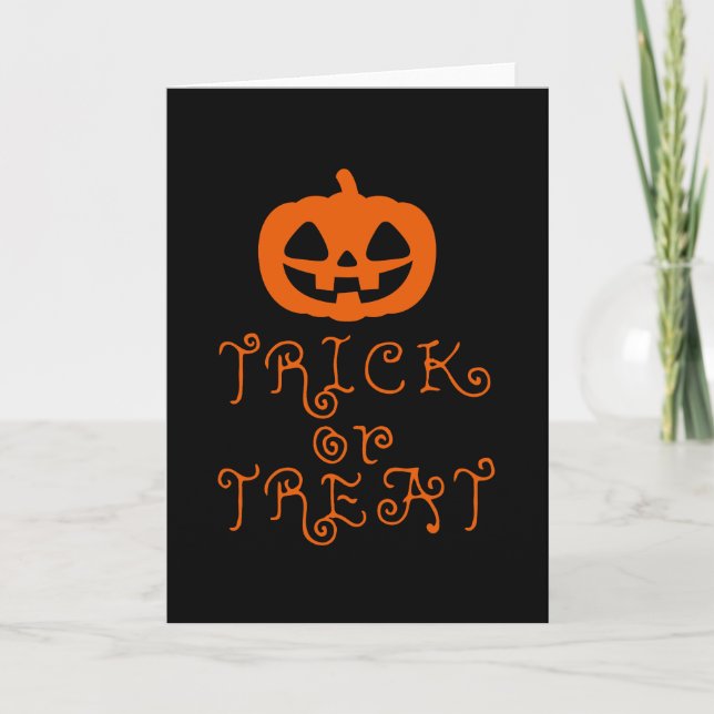 Trick oder Behandeln mit einem Jack-o’-Lattern Karte (Vorderseite)