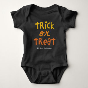Trick oder behandeln niedlich-gelb-orange erstes H Baby Strampler