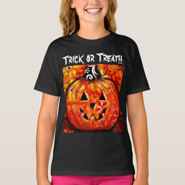 Trick oder behandeln Whimsical Jack-O-Lantern Pump T-Shirt (Vorderseite)
