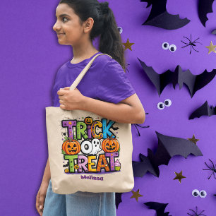 Trick oder Behandlung bunt / Custom Halloween Tragetasche