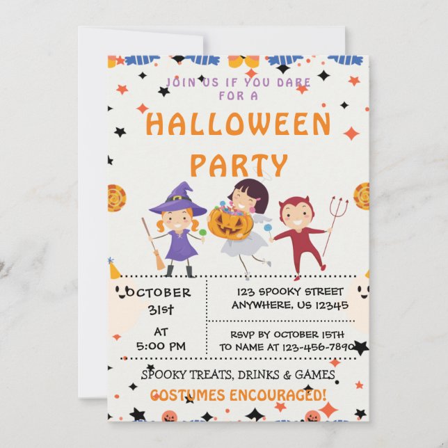 Trick oder Behandlung, Einladung von Halloween-Par (Vorderseite)