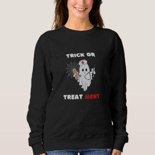 TRICK ODER BEHANDLUNG HALLOWEEN GHOST NURSE SWEATSHIRT