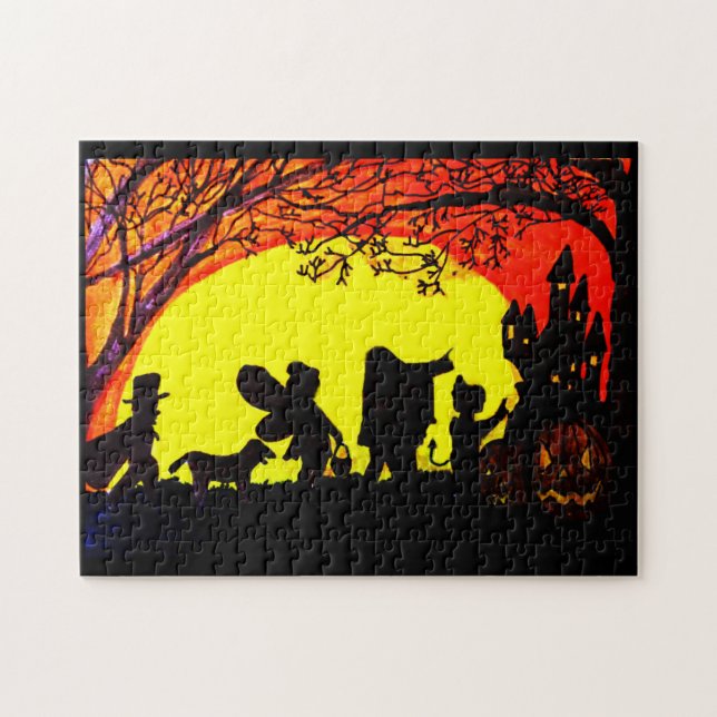 TRICK ODER BEHANDLUNG IM HALLOWEN NIGHT-Puzzle (Horizontal)
