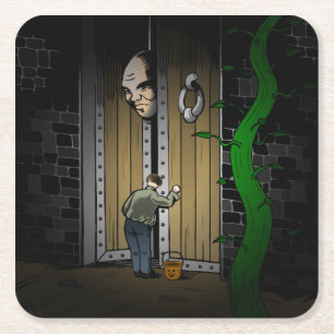 Trick oder Behandlung mit Jack Rechteckiger Pappuntersetzer