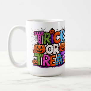 TRICK ODER BEHANDLUNG   Niedliches Halloween-Bash- Kaffeetasse