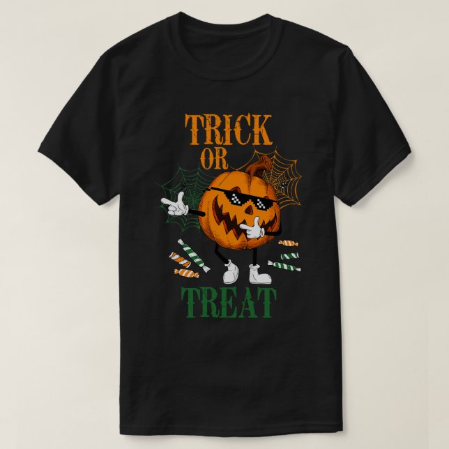 Trick oder Behandlung T-Shirt (Design vorne)