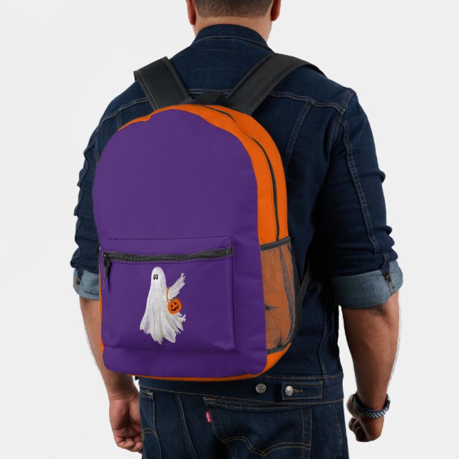 Trick oder Behandlung von Geist mit Kürbiskandy Ei Bedruckter Rucksack (Insitu (Modell))