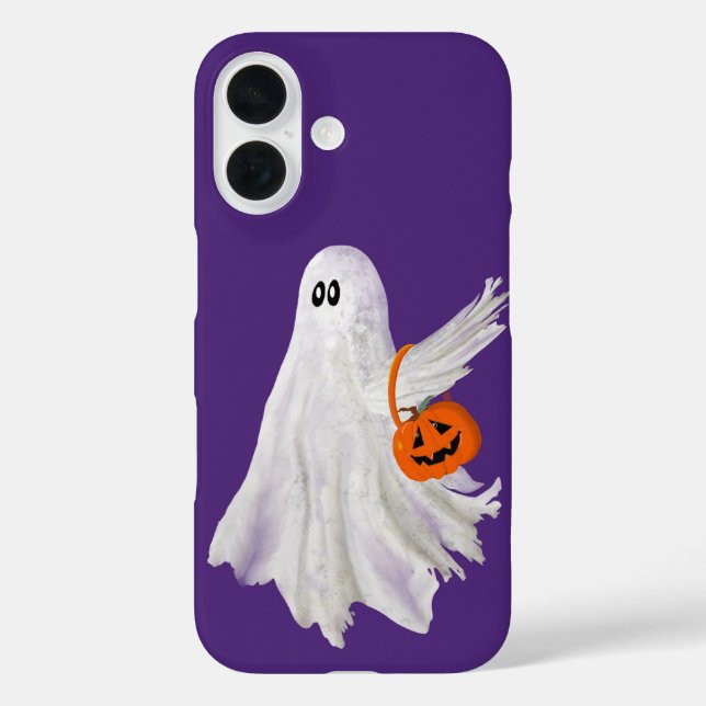 Trick oder Behandlung von Geist mit Kürbiskandy Ei iPhone 16 Hülle (Rückseite)