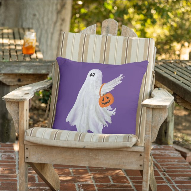 Trick oder Behandlung von Geist mit Kürbiskandy Ei Kissen (Stuhl )